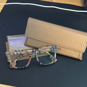 Burberry Multicolor Plaid Women’s Glasses with Tan Case